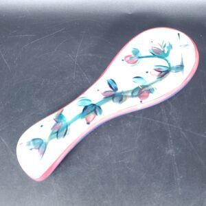 Talavera Style Spoon Rest Signed R Silkotb 1992 Blue Floral 9"
